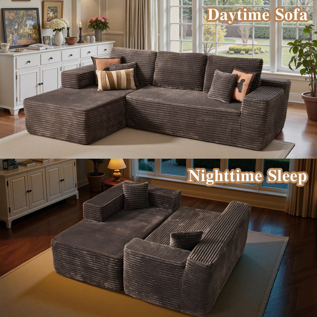 Ovios 106 Cloud Sofa Couch No Assembly Boneless Deep Seat Sofa for Living Room, Black (Corduroy)