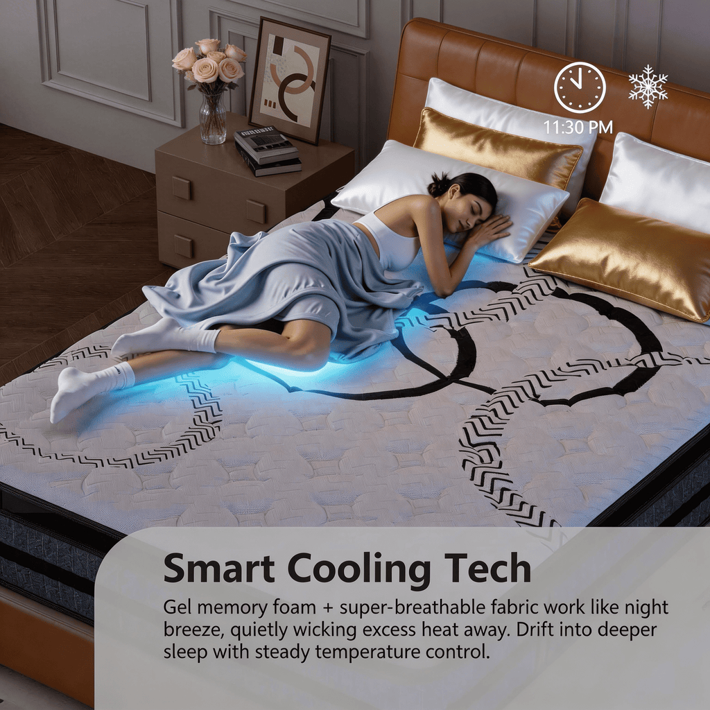 Kizreo Firm Queen Mattress, Hybrid Mattress with Gel Memory Foam and Individual Pocket Spring, OEKO-TEX and CertiPUR-US Certified, Cool Sleep, Pressure Relief, 12 in a Box