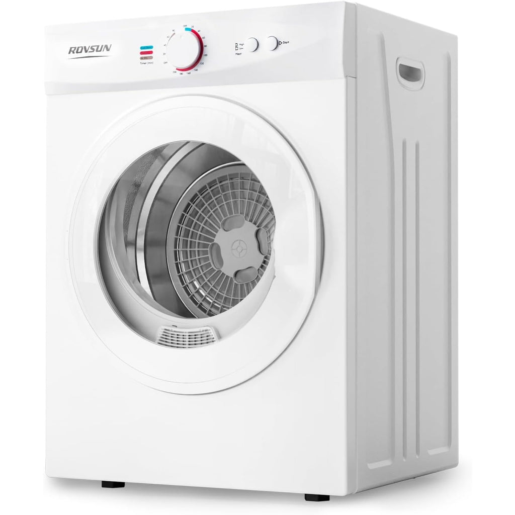 2.6 Cu.Ft White Compact Portable Laundry Dryer, 110V Electric Clothes Dryer with Stainless Steel Tub & Control Knob, Small Portable Dryer Machine for Apartment Dorm RV Indoor Use