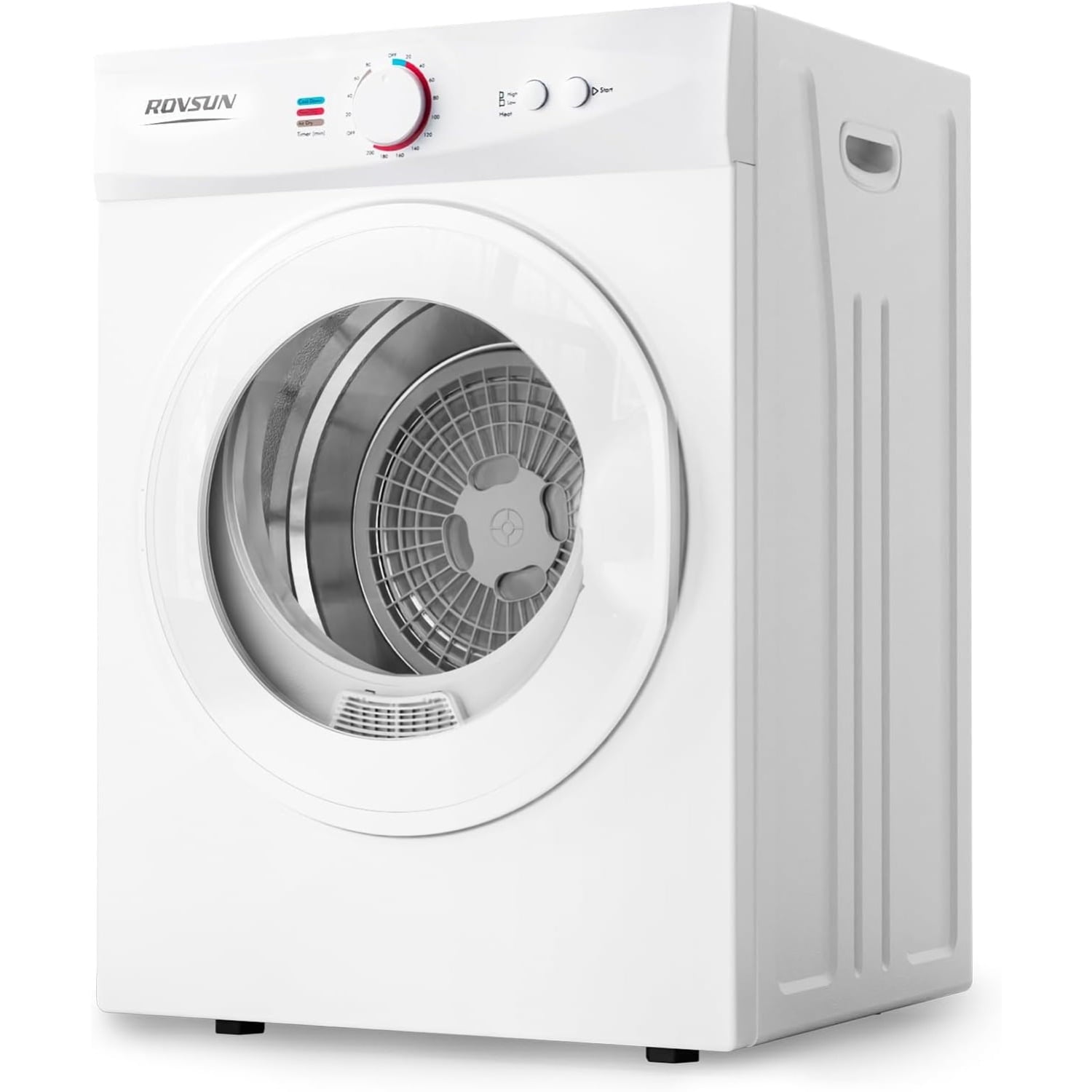 2.6 Cu.Ft White Compact Portable Laundry Dryer, 110V Electric Clothes Dryer with Stainless Steel Tub & Control Knob, Small Portable Dryer Machine for Apartment Dorm RV Indoor Use