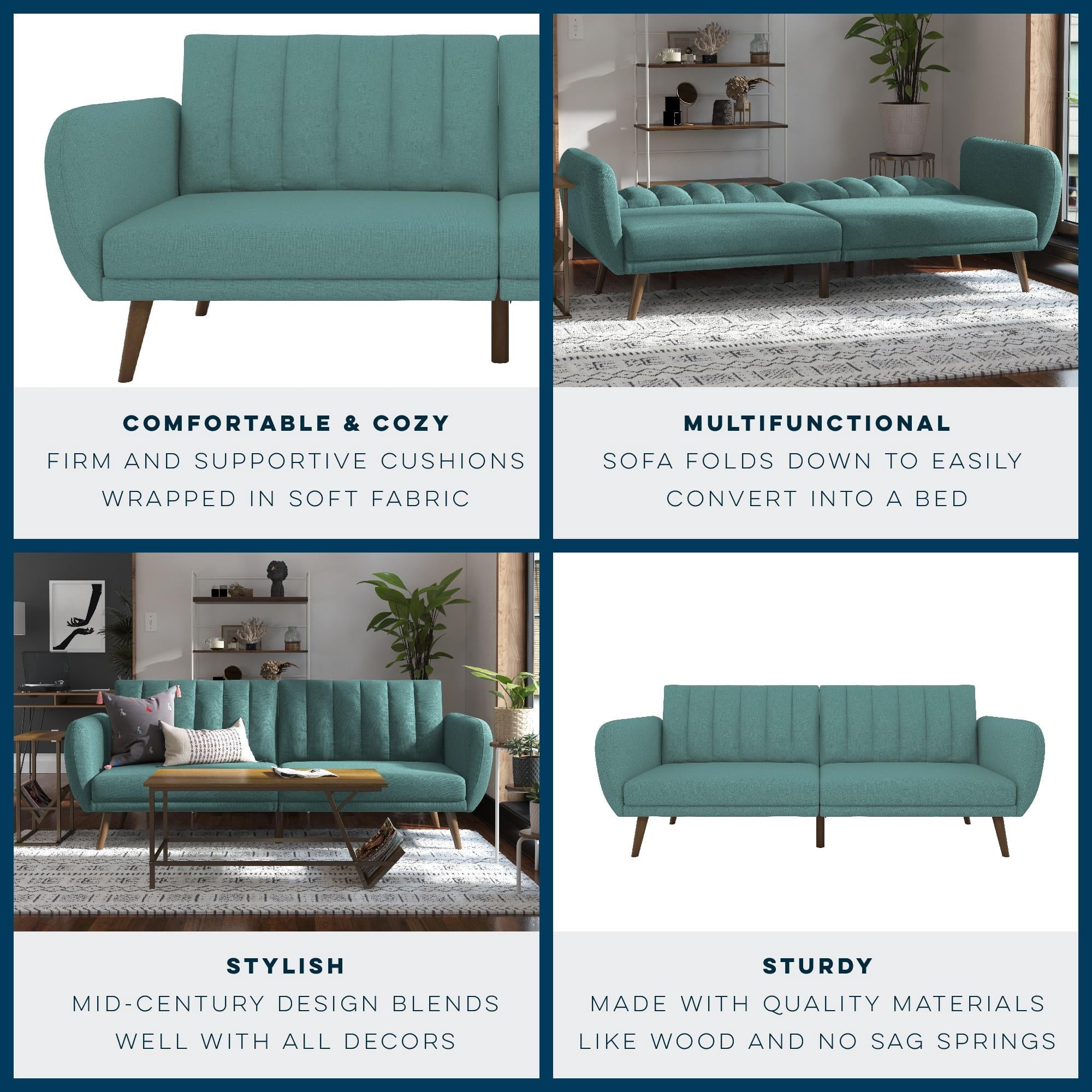 Novogratz Brittany Futon, Blue Linen