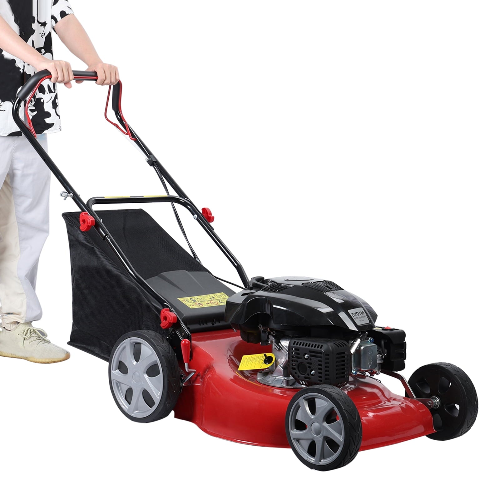 AQSQ 20in Lawn Mower, Self Propelled Lawn Mower, 141cc Gas Engine Lawn Mower, Push Lawn Mower with 50L Grass Tank, Big Wheels