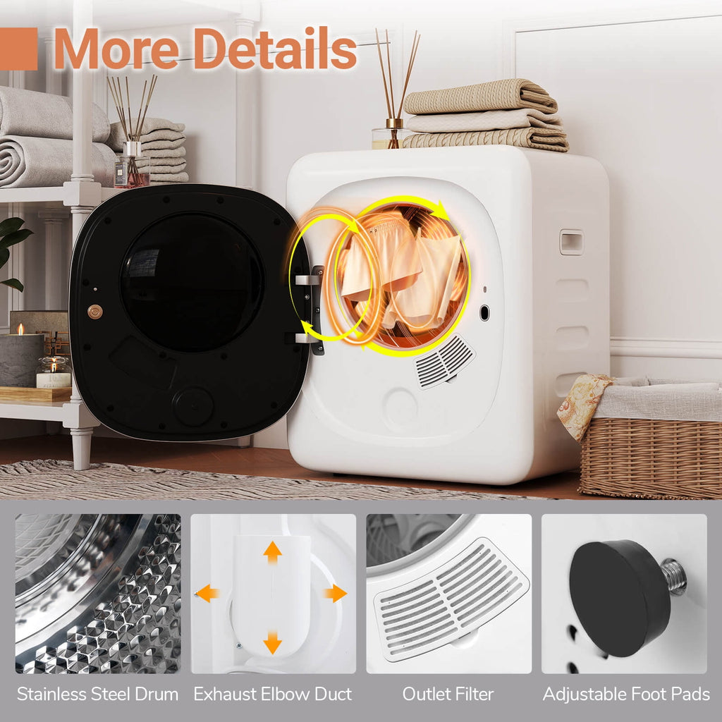 Costway 1.5 cu.ft Compact Drying Machine with Stainless Steel Tub & LED Touch Panel