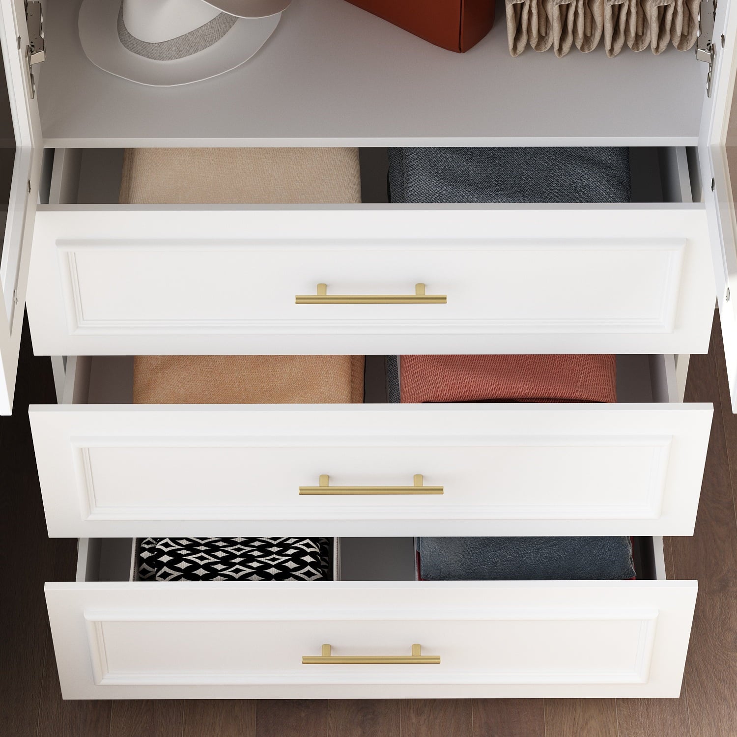 KULAGAGA Wardrobe Closet with Hanging Rod, Modern Wooden Armoire with 4 Framed Doors & 3 Large Shelves, Clothes Storage Cabinet Organizer for Bedroom Apartment, White
