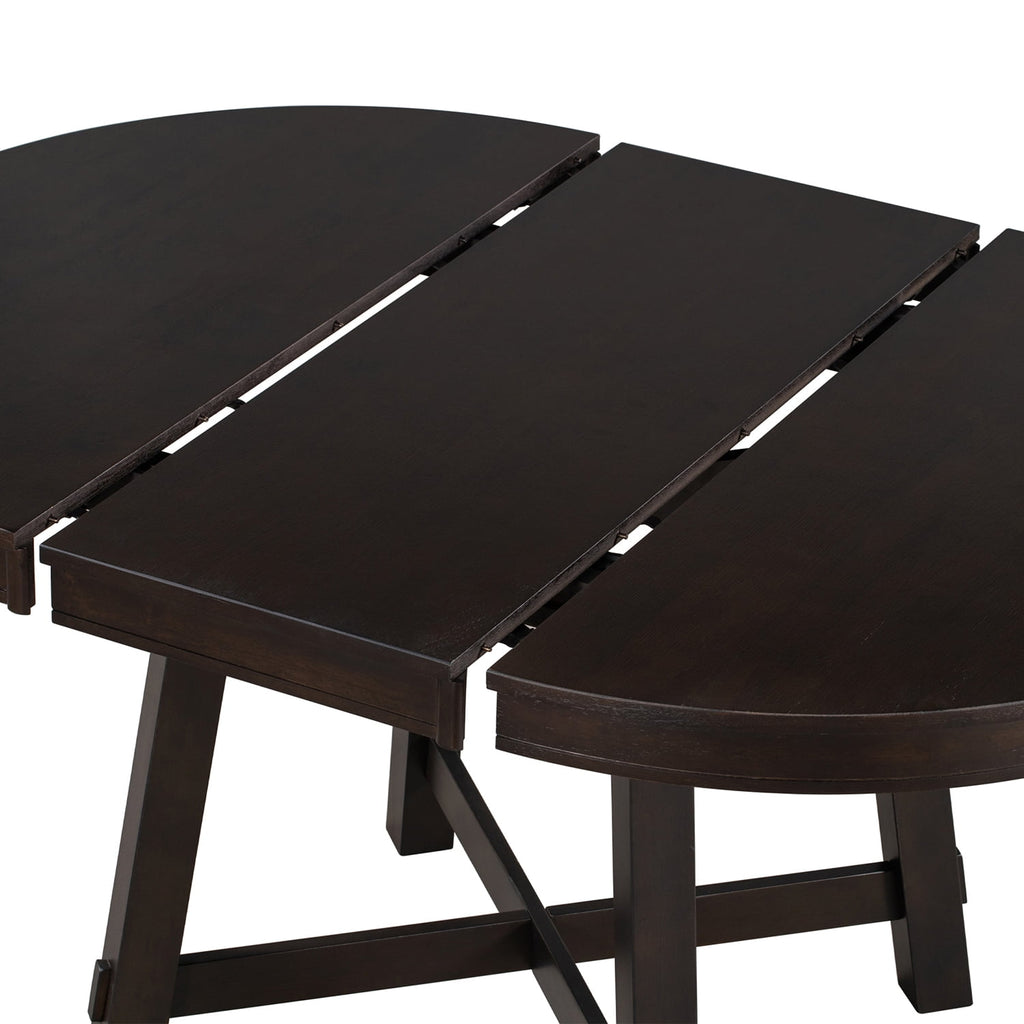 Harper & Bright Designs Extendable Dining Table Set for 4 Upholstered Chairs Functional Retro Style Table for Dining Room Kitchen, Natural Wood Wash