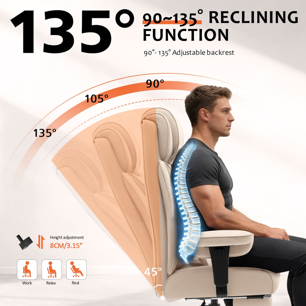 FASTES Office Desk Chair, Big and Tall Office Chair 400lbs Gaming Chair with Footrest, Ergonomic Executive High-Back Reclining Computer Chairs, Swivel Wheels and Lumbar Support, Black