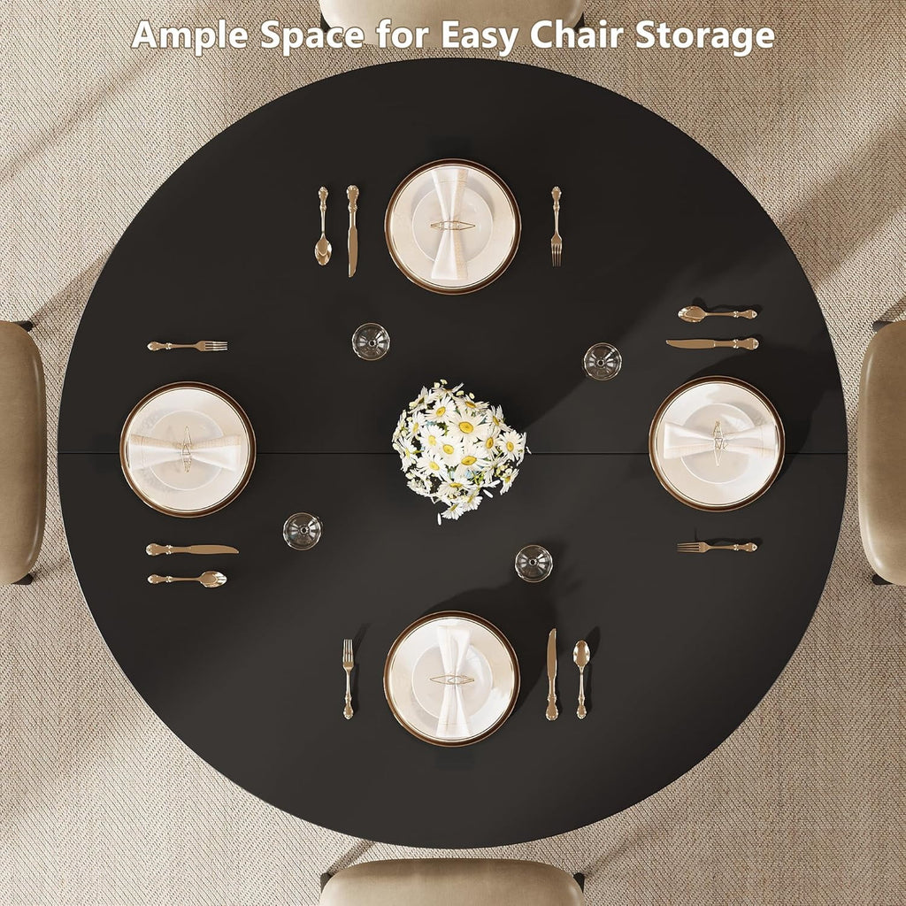 Laisnet 47 Round Dining Table for 4-6, Kitchen Table with Rounded Base for Dining Room Living Room, Black