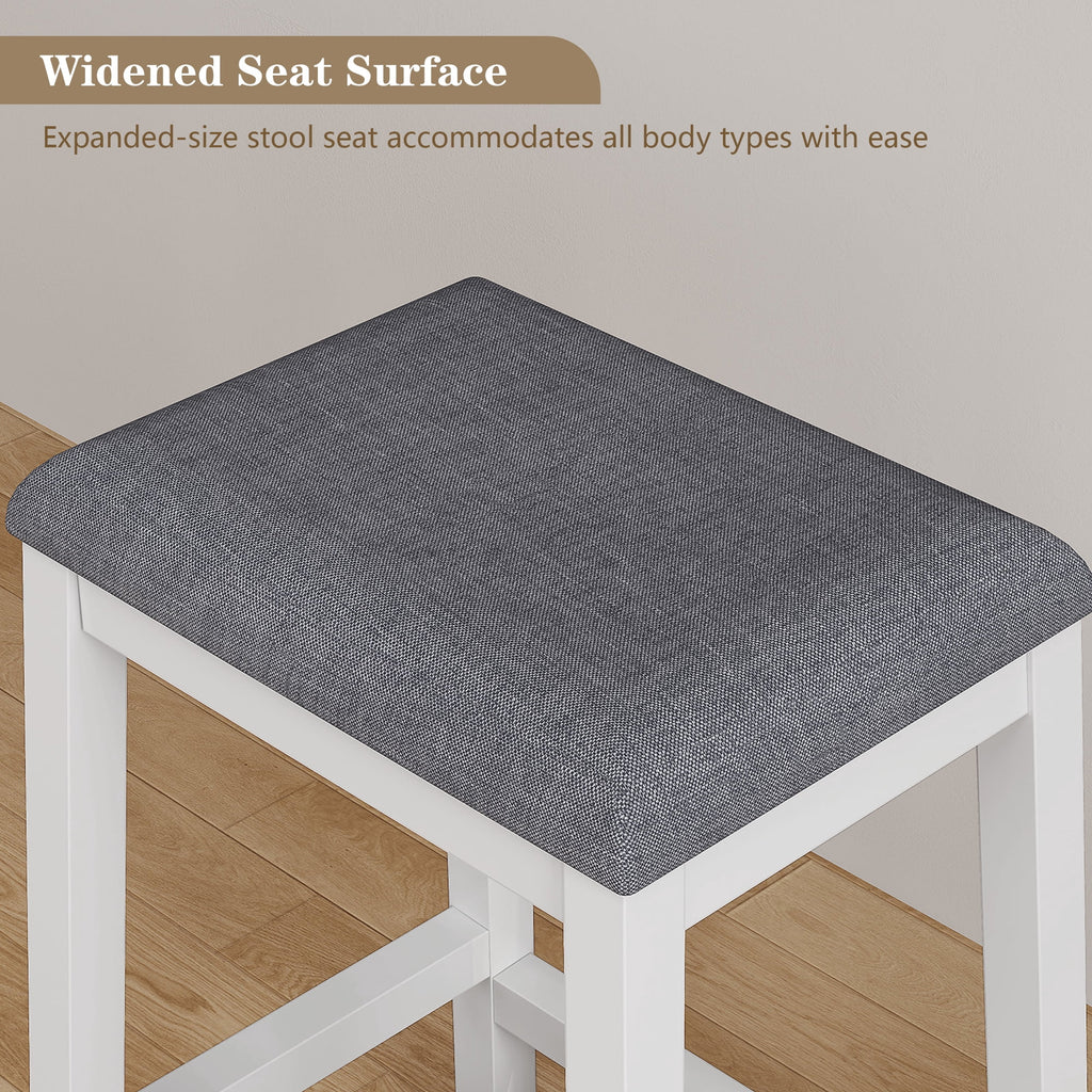 HLR 24.8 Bar Stools, Farmhouse Set of 2 Bar Chairs with Cushion for Kitchen, Dining Room, Cafe Black