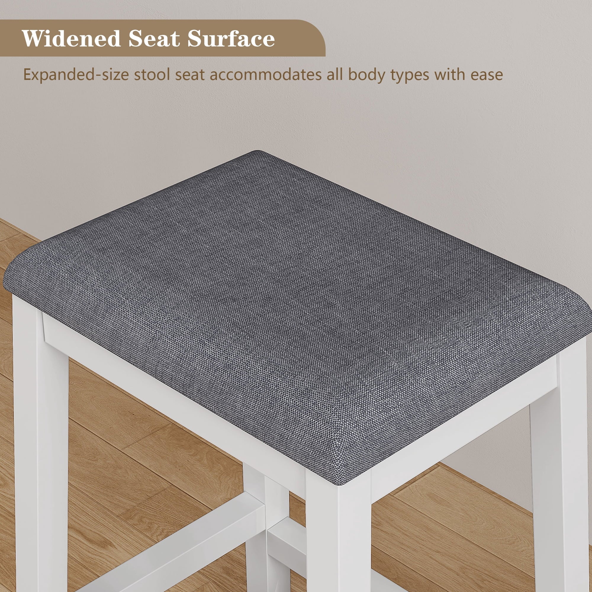 HLR 24.8 Bar Stools, Farmhouse Set of 2 Bar Chairs with Cushion for Kitchen, Dining Room, Cafe Black