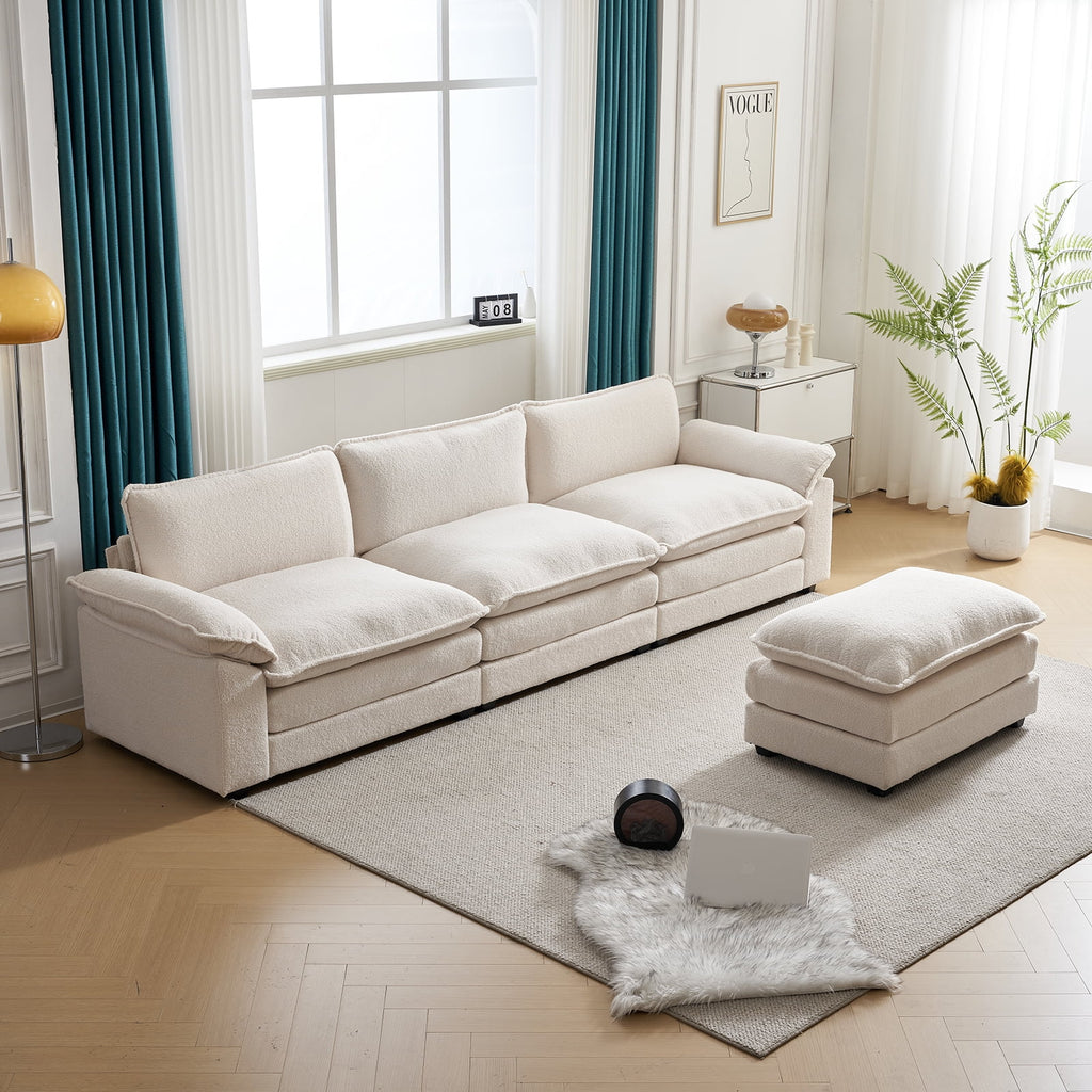 Ktaxon Sectional Sofa L Shaped Couch with Chaise Living Room Sleeper Set, 2 Seats with Chenille and Double Layer Cushions 86 W Beige