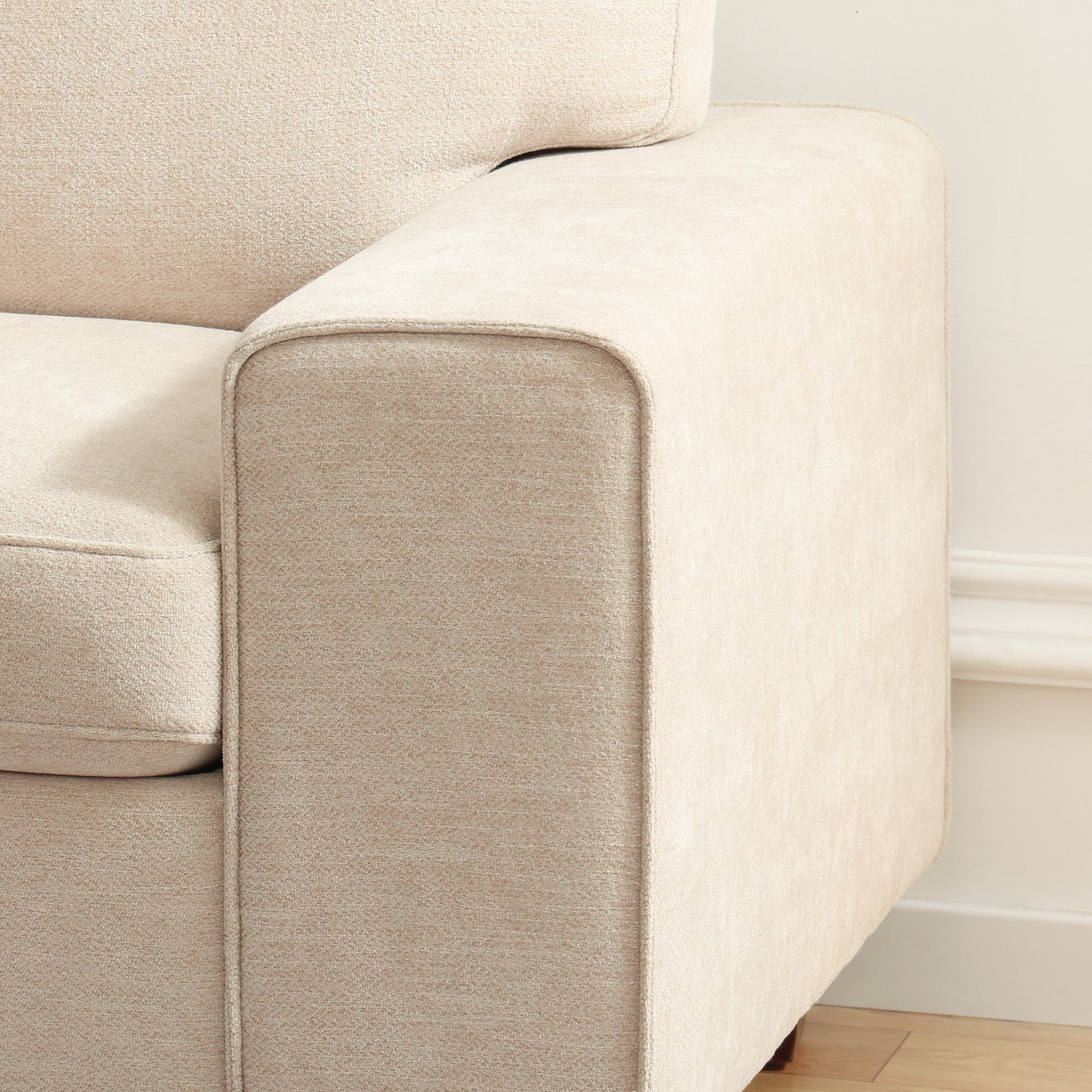 Poshby 71.25''W Loveseat 2 Seater Couch Sofa with Chenille Material, Modern for Living Room, Beige