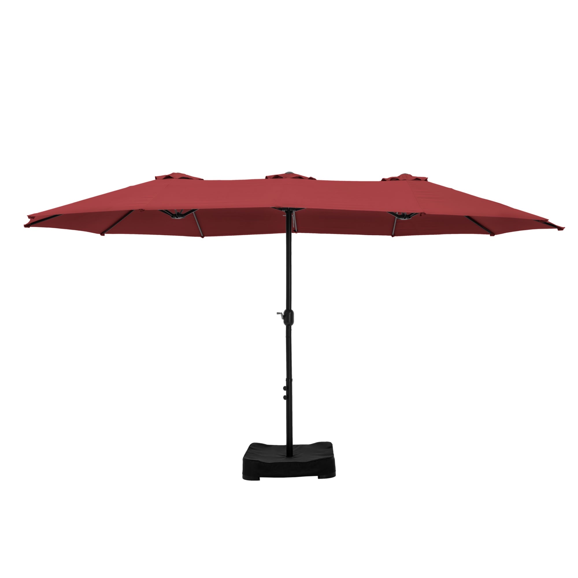 SUMMIT LIVING 15 ft Large Patio Umbrella with Base (Included) Double-Sided Rectangular Outdoor Deck Umbrella for Outside - Beige