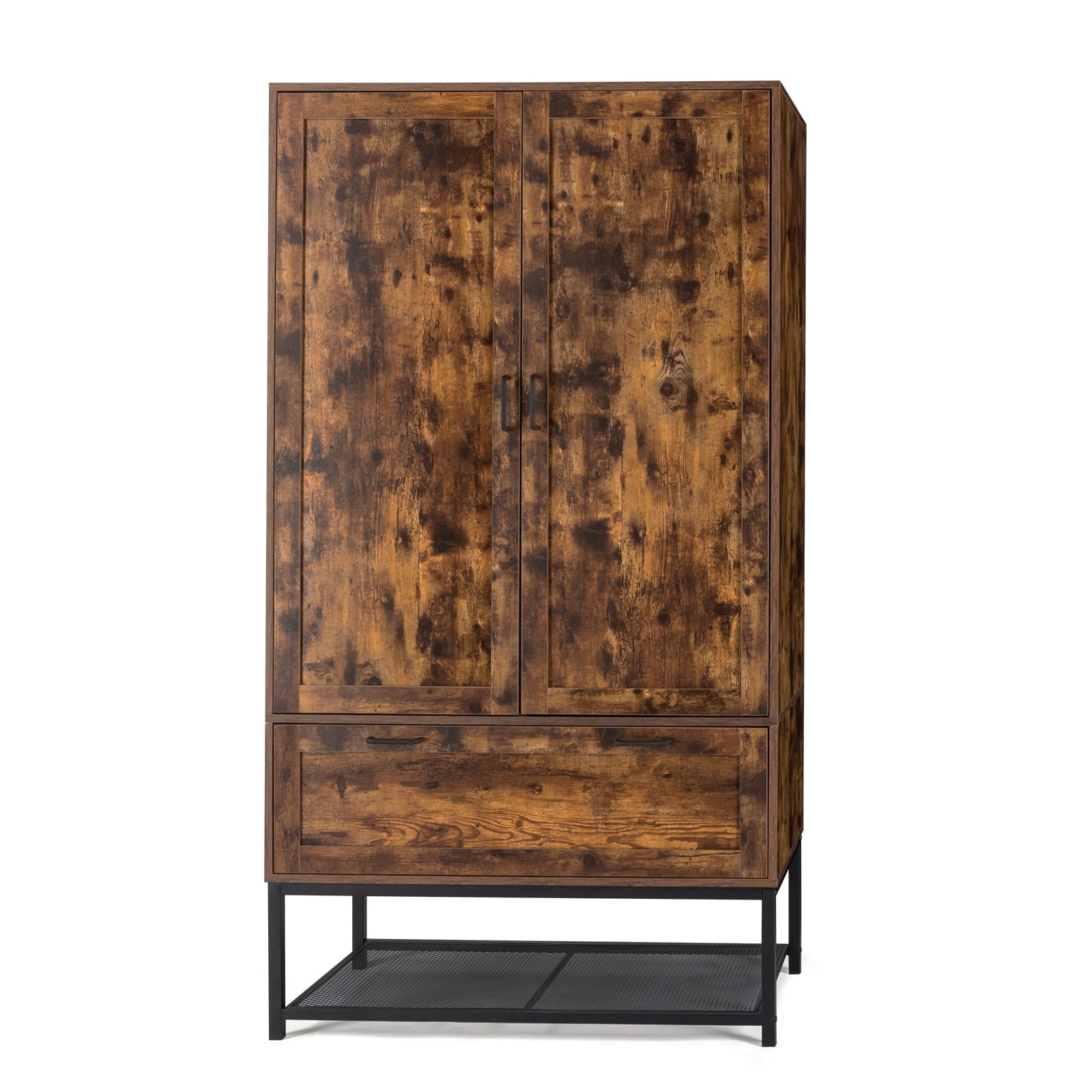 Ktaxon Wardrobe Armoire Closet with Hanging Rod, Modern Drawer & Shelf – Elegant White Finish Closet, Farmhouse to Mid-Century Style