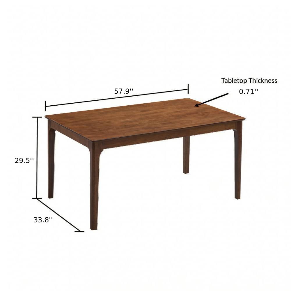 ACTU 57.9 Rectangular Wood Dining Table, Mid-Century Kitchen Table for Dining Room, Walnut