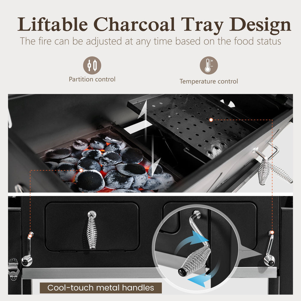 Alpha Joy 34-inch BBQ Charcoal Grill Outdoor Portable Barbecue Grill