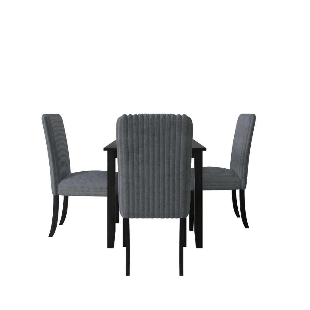 Home Design Guymon 5-Piece Dining Set with 1 Rectangular Table and 4 Slat-Back Cushioned Chairs, Black/Light Beige, Modern Style, Space-Saving