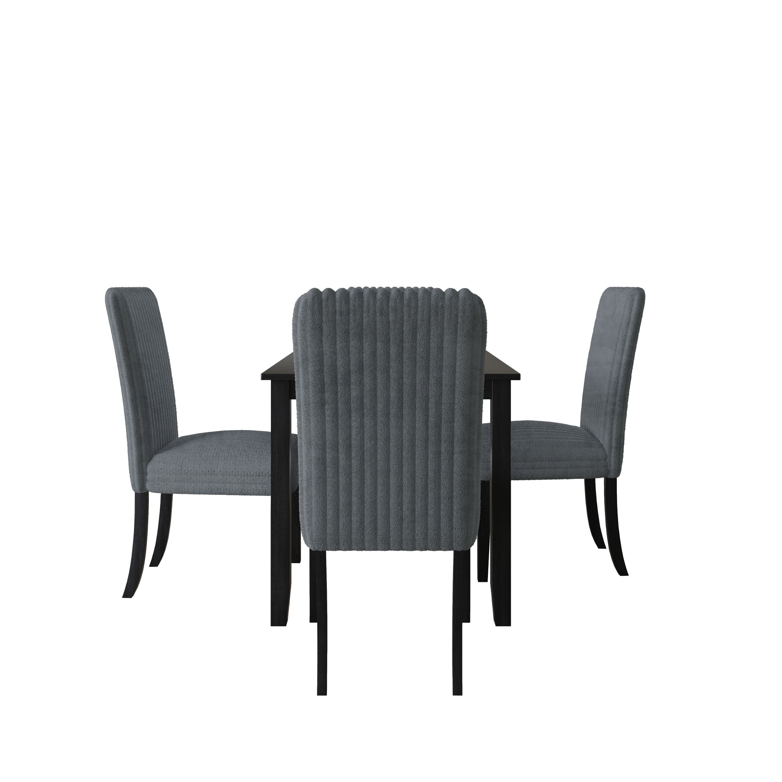 Home Design Guymon 5-Piece Dining Set with 1 Rectangular Table and 4 Slat-Back Cushioned Chairs, Black/Light Beige, Modern Style, Space-Saving