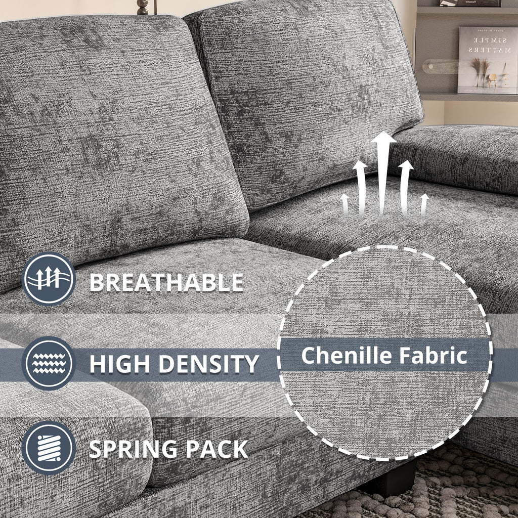 Furmax Chenille U Shaped Sectional Sofa, Gray