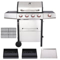 4 Burner Propane Gas Grill Combo w/Side Burner, 3-in-1 BBQ Grill with Charcoal Smoker & Griddle Plate, 46,750 BTU, 448 Sq.In. Stainless Steel Outdoor Cooking Station