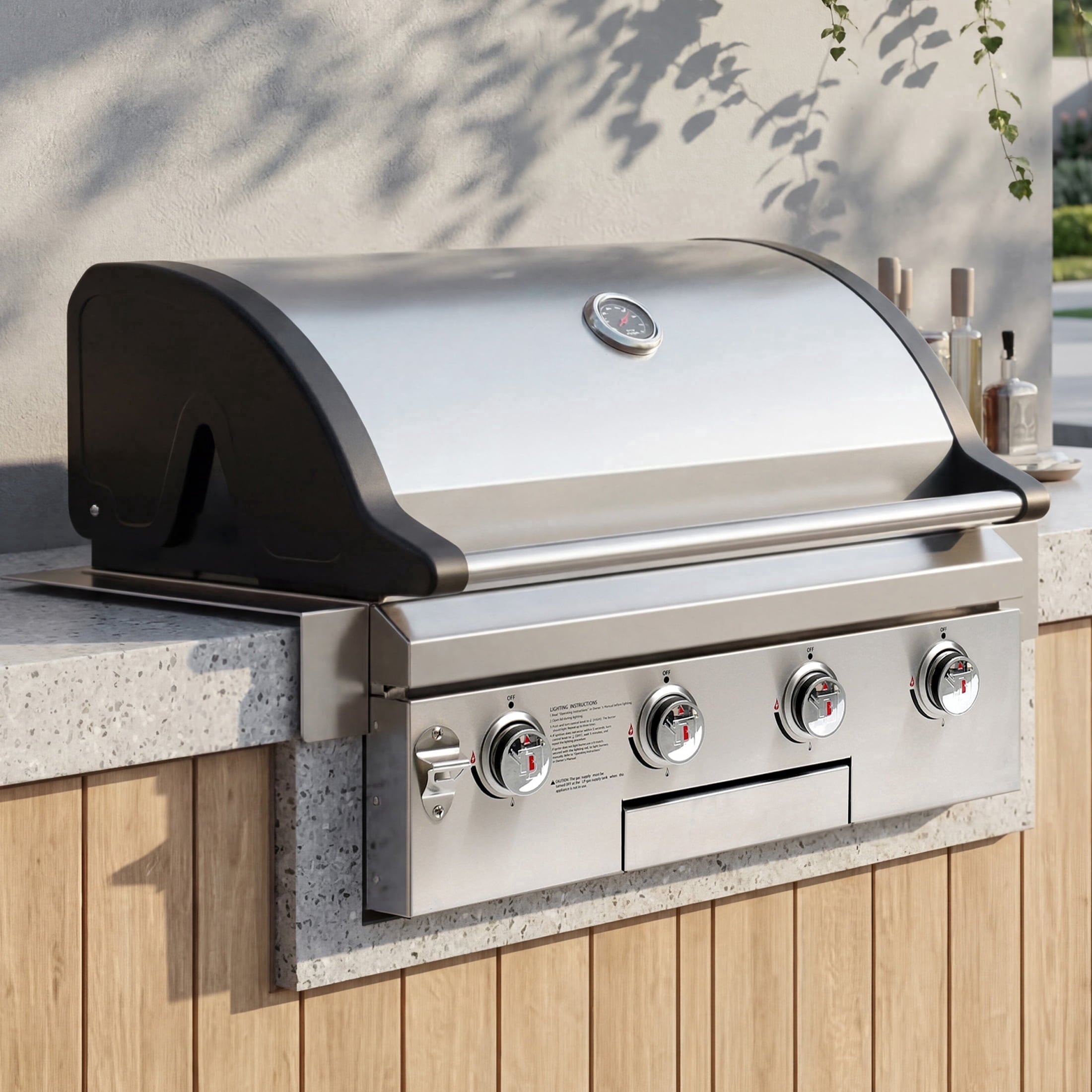 4 Burners Built-In Gas Grill, 40,000 BTU Outdoor Kitchen Grill with 653.2 Sq.in Cooking Area, LPG/NG, Perfect for Backyard BBQs