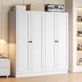 Virans  4 Door Armoire Wardrobe Closet with 2 Drawers,Adjustable Shelves & Hanging Rods,63 W Wood Clothes Cabinet Organizer for Bedroom,White