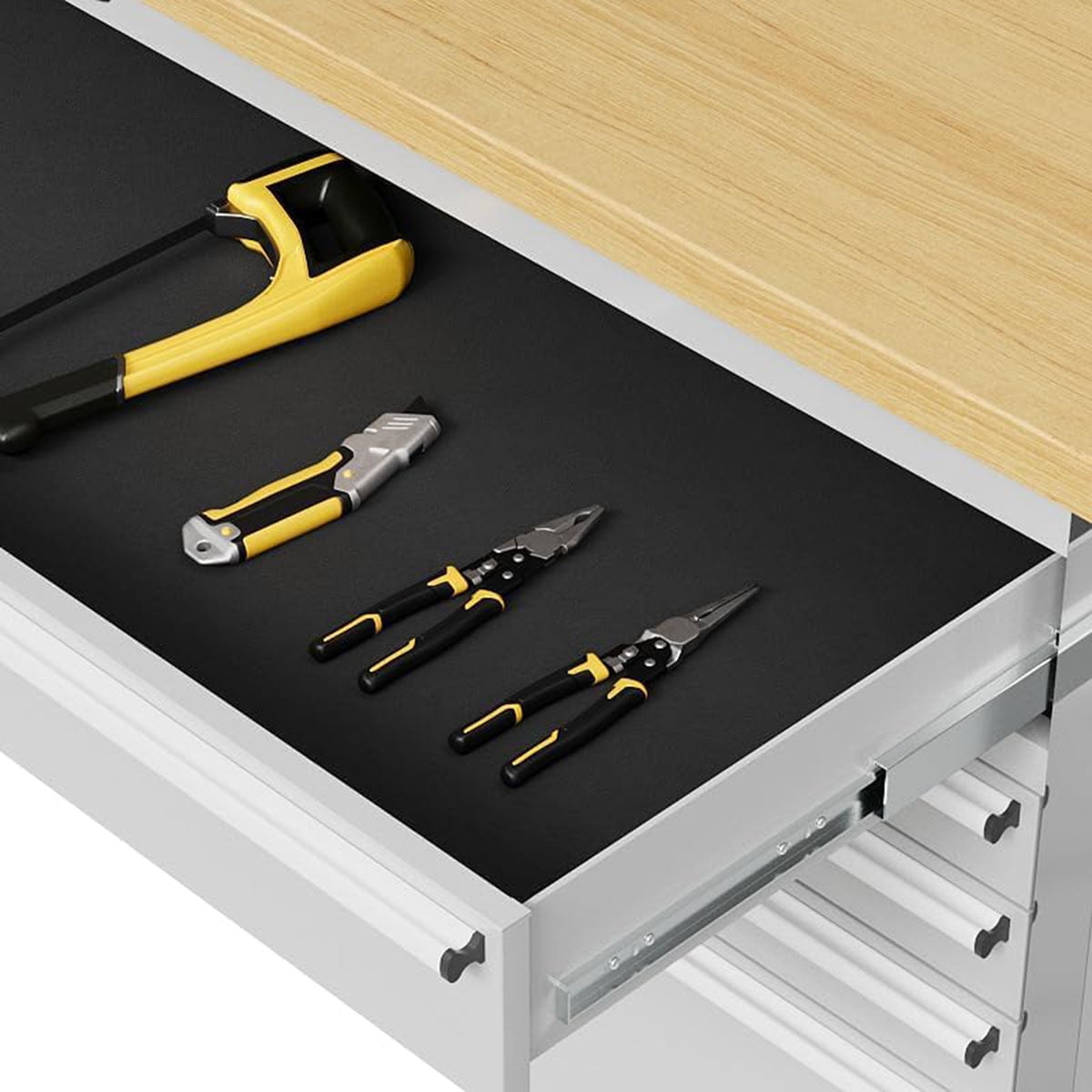 Danolapsi 72 Inch Rolling Tool Cabinet, Heavy-Duty Garage Workbench with 15 Drawers & 3 Cabinets, Steel Frame Workshop Table for Mechanics, Garage Organization, Large Tool Bench Storage with Pegboard