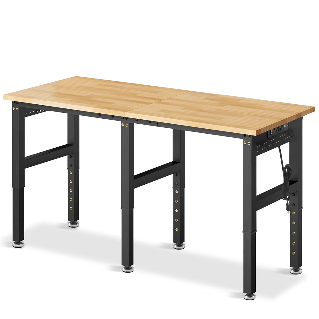 MUWOOD 96x24 Large Workbench with Power Outlets, 5000 LBS Load Capacity Work Benches for Garage, Workshop, Office, Home, Woodworking