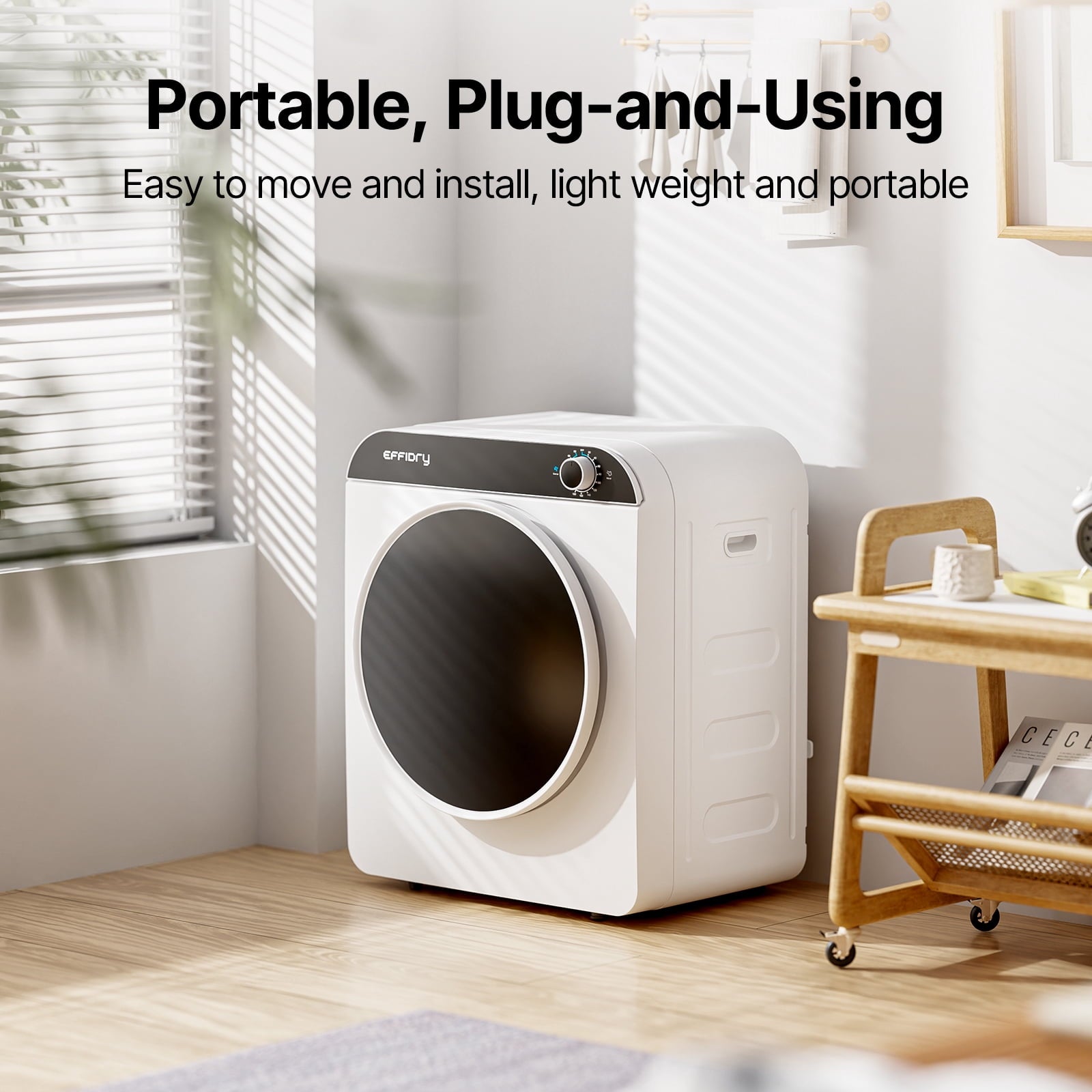 EFFIDRY 110V Portable Clothes Dryer 830W Compact Laundry Dryers 2 cu.ft Electric Machine with Stainless Steel Tub for Apartment,RVs,Dorms,12LBS drying machine Clothing Dryer secadora portatil de ropa