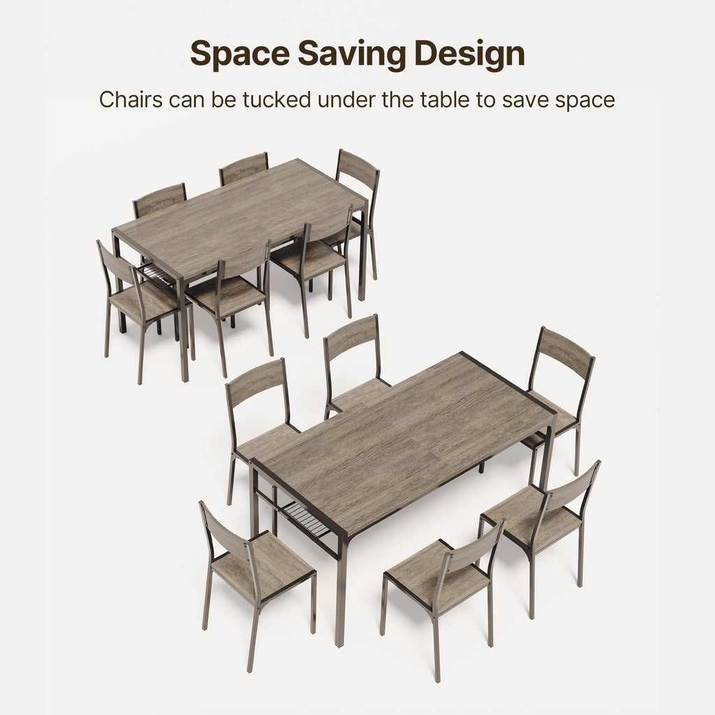 Aiho 7-Piece Dining Table Set for 6, Space-Saving Kitchen Table with Chairs, Compact Dining Furniture for Small Spaces & Apartments, Retro