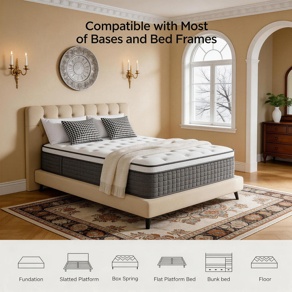 Kizreo Firm Twin Mattress [New Version], 10 inch Gel Memory Foam Hybrid Mattress Twin Size Bed in a Box, Pressure & Pain Relief, CertiPUR-US, Individual Pocket Spring, Edge Support