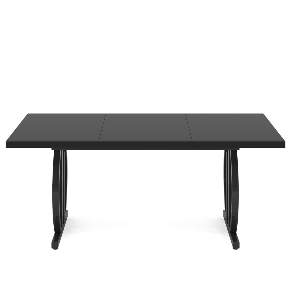 Fnova 63 Modern Dining Table for 6-8 People, Rectangular Kitchen Table with Sturdy Metal Frame, Dinner Table for Dining Room, Kitchen, Living Room, Home Office, Apartment