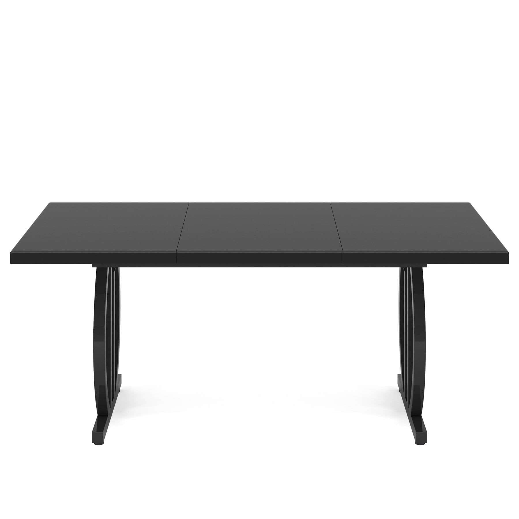 Fnova 63 Modern Dining Table for 6-8 People, Rectangular Kitchen Table with Sturdy Metal Frame, Dinner Table for Dining Room, Kitchen, Living Room, Home Office, Apartment