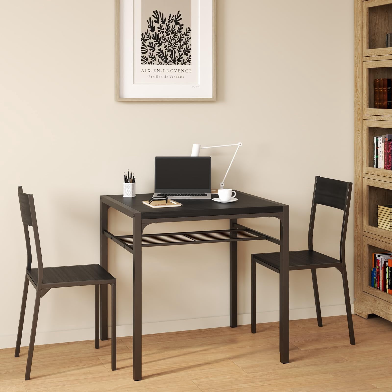 Aiho 7-Piece Dining Table Set for 6, Space-Saving Kitchen Table with Chairs, Compact Dining Furniture for Small Spaces & Apartments, Retro