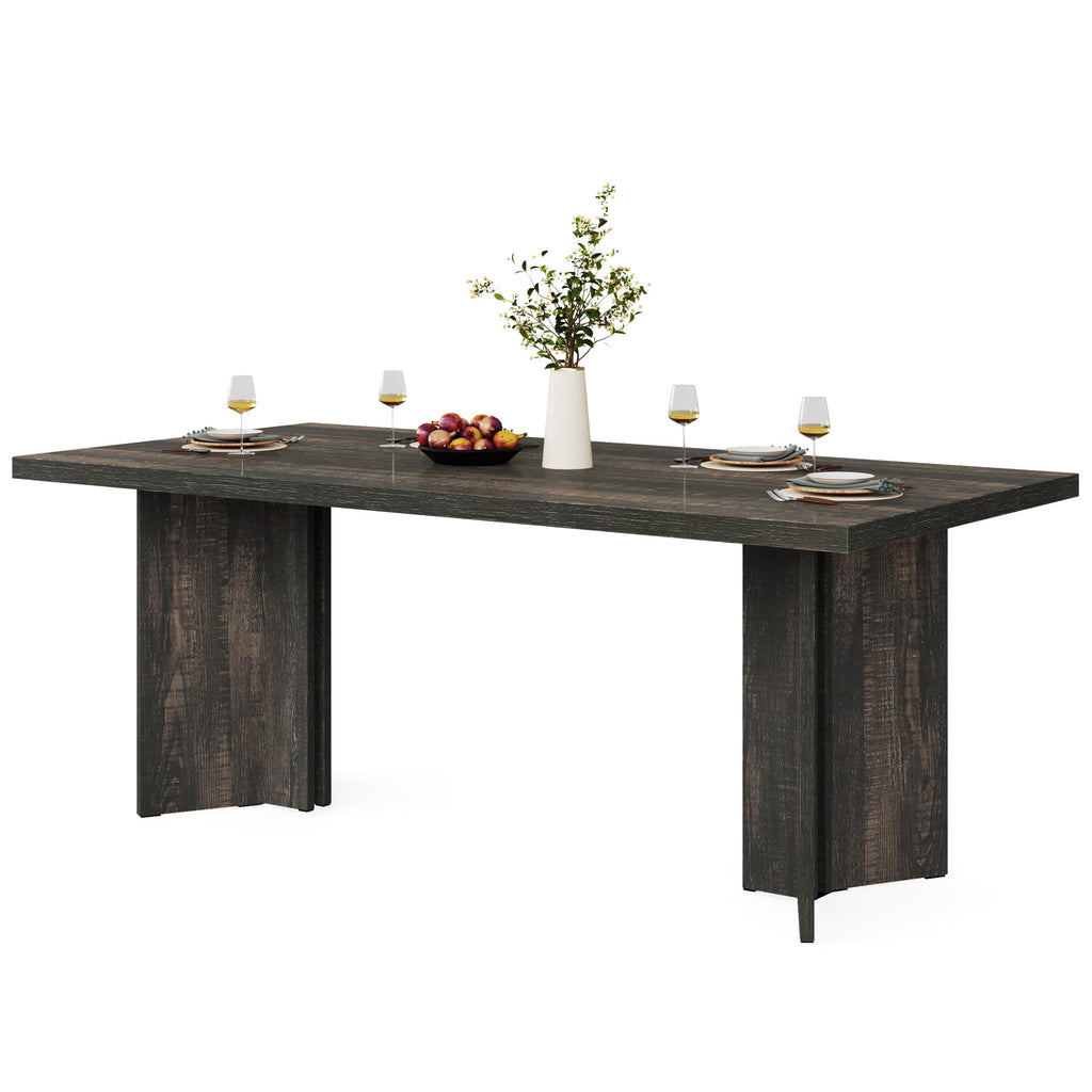 Fnova 63 Rectangular Modern Dining Table, Wooden Modern Kitchen Table for 6 People for Dining Room, Warm Brown (Chairs Not Included)