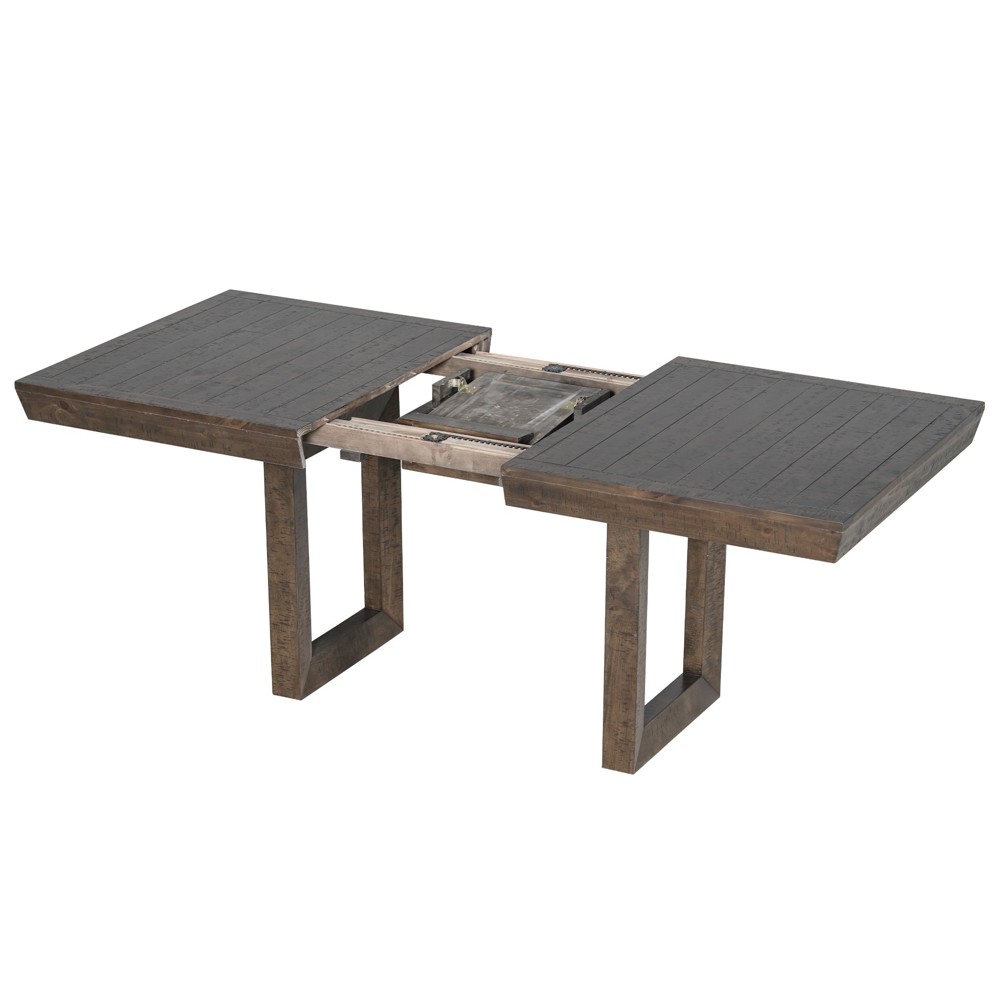 Harper & Bright Designs 7 Pieces Retro Dining Set for 6, Wood Rectangular Table with Designed Trestle Base and 6 Upholstered Chairs for Dining Room and Kitchen, Grey