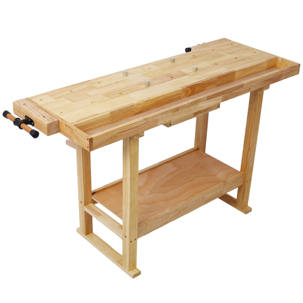 55-Inch Wood Workbench - Wooden Workbench for Garage Workshop and Home,