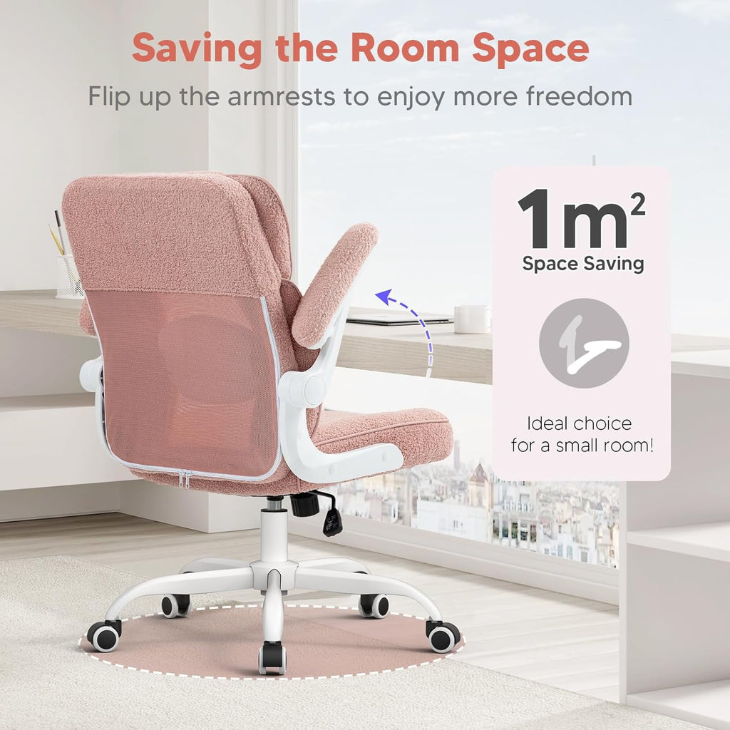 SEATZONE Ergonomic Home Desk Office Chair with Armrests and Wheels, Comfortable Swivel Task Executive Computer Chair, Velvet Fabric for Adults and Teens,Gray