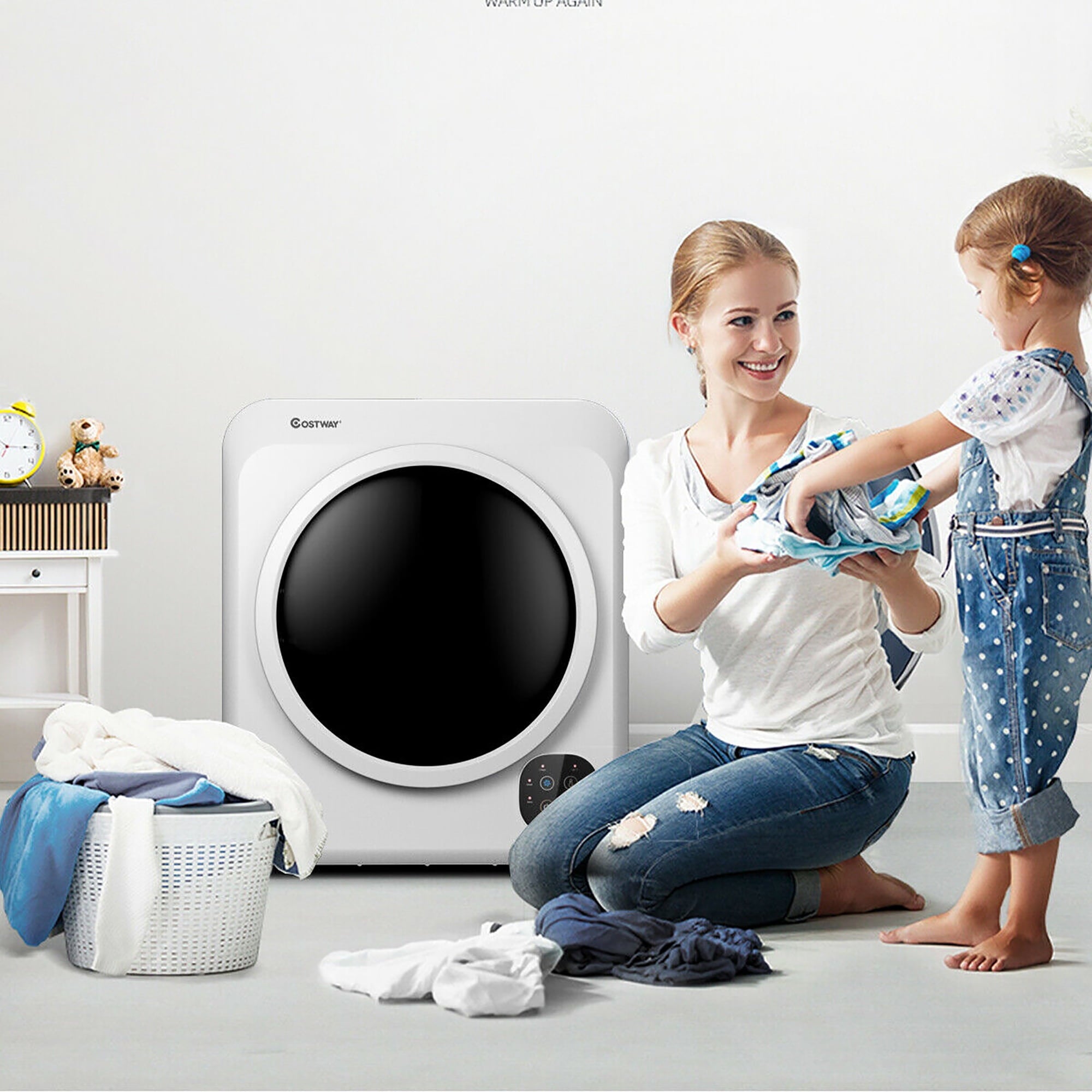 Costway 1700W Portable Clothes Dryer Electric Tumble Laundry Dryer Stainless Steel Tub 13.2 lbs /3.22 Cu.Ft