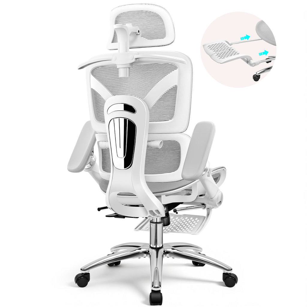 COOLHUT Ergonomic Mesh Office Chair with Footrest, Big and Tall Computer Desk Chair with Adjustable Lumbar Support, Headrest and Armrest, High Back Home Office Chair for Workspace, 300LBS, Black