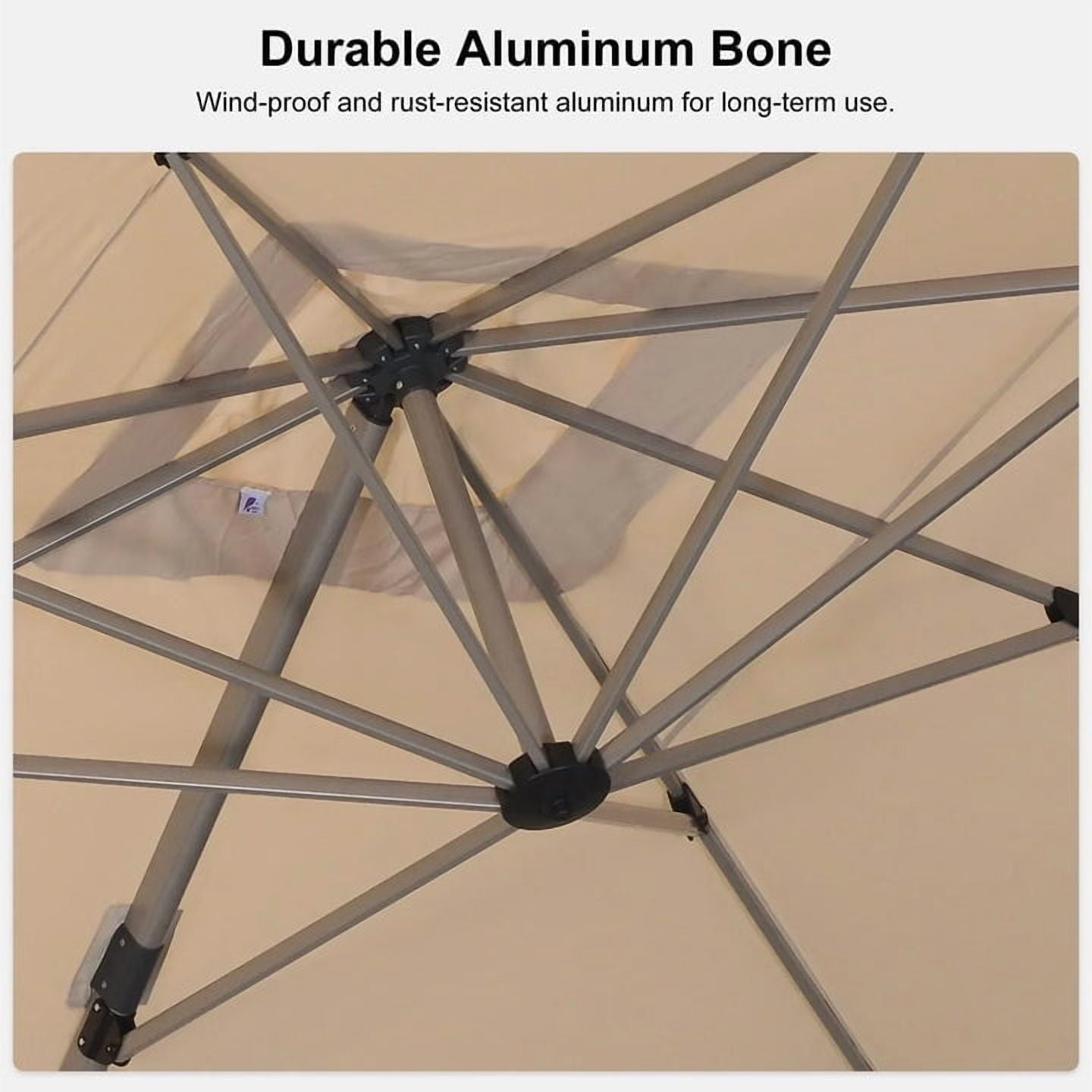 PURPLE LEAF Patio Umbrella with Base Included, 10ft Outdoor Aluminum Cantilever Umbrella with 360° Rotation, Aluminum Large Offset Umbrella for Outdoor Garden Pool, Beige