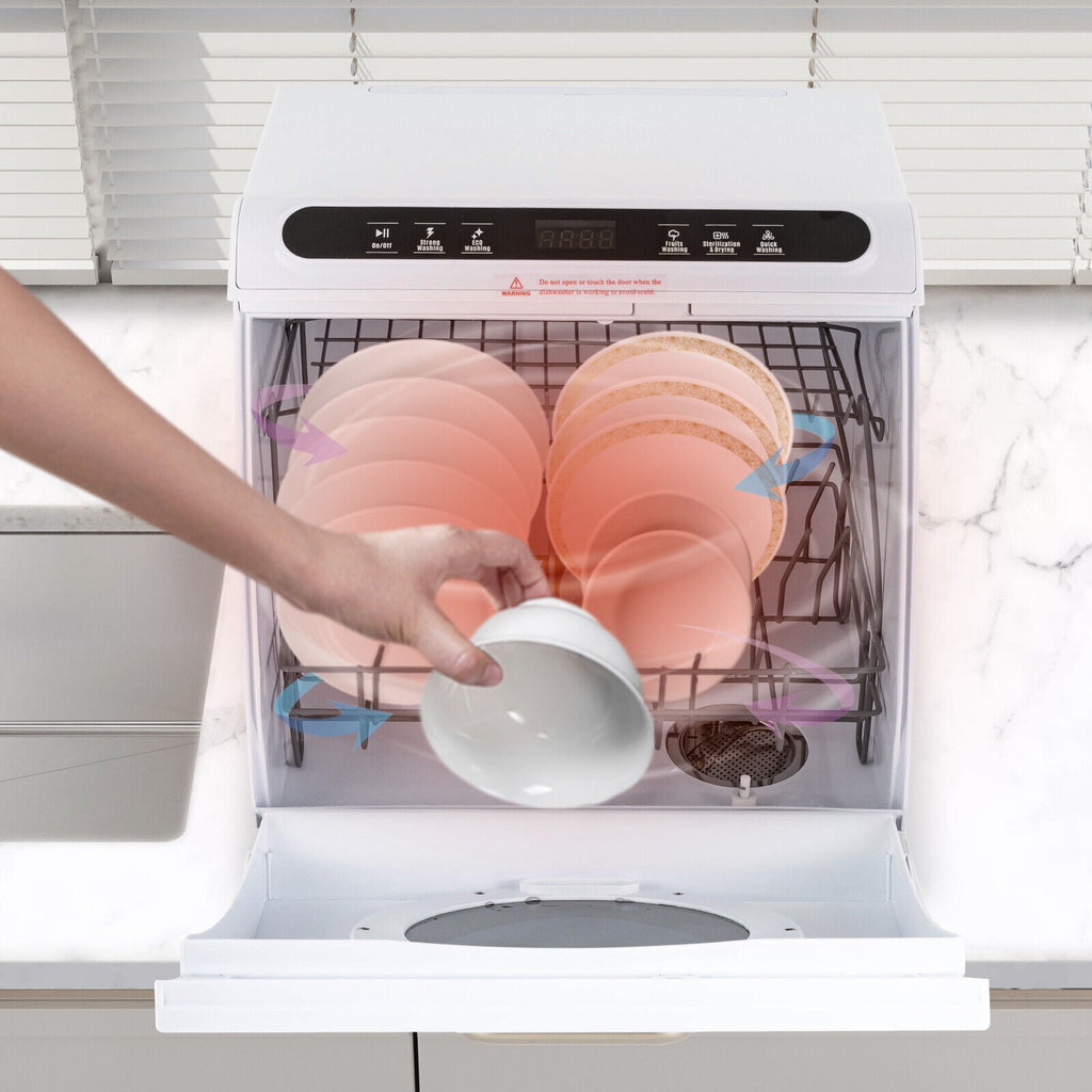 Portable Countertop Dishwasher Air Drying 5 Programs W/ 7L Water Tank 110V