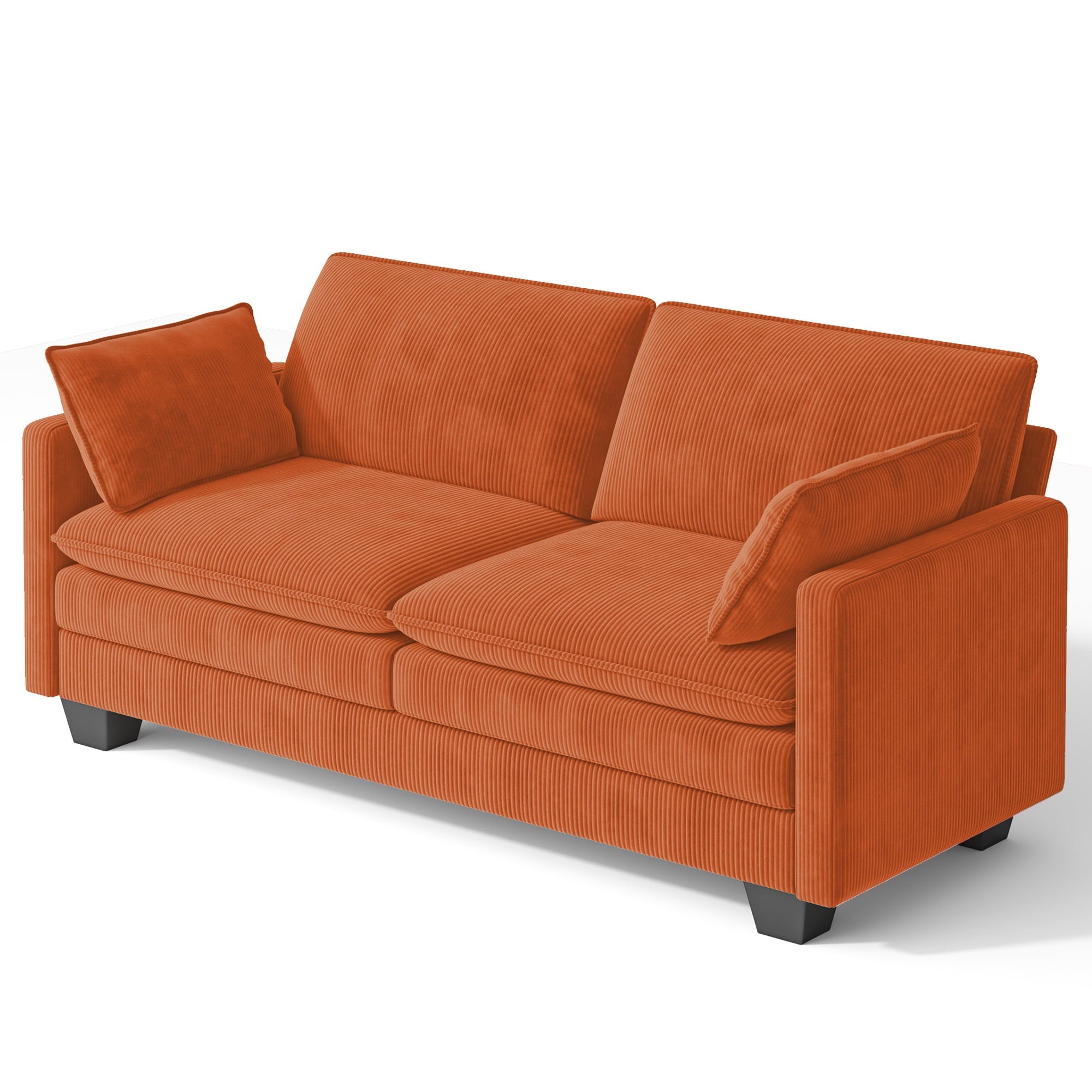 75’’ Cloud Couches for Living Room, Noelse L Shaped Modular Sofa with Deep Seats, 2 Seater Love Seat Couch with Removable Washable Corduroy Fabric for Living Room Bedroom and Apartment, Gray