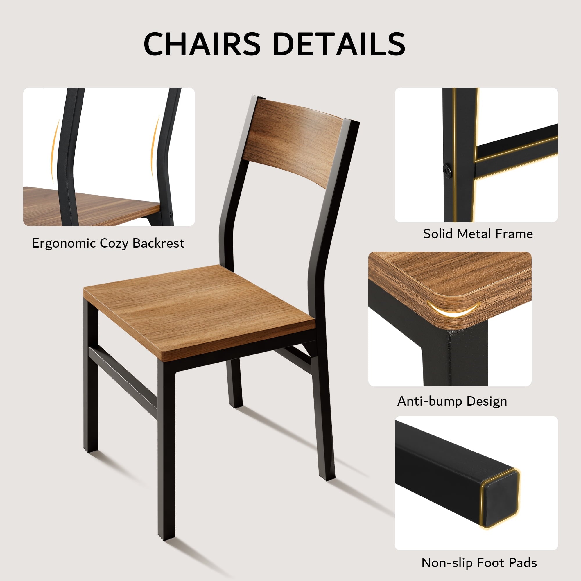 Virans 7-Piece Dining Table & Chairs Set for 4-6, 63 Extendable Kitchen Table with 6 Chairs, Dining Room Table with Metal Frame & MDF Board, Perfect for Small Space, Easy Assembly,Espresso