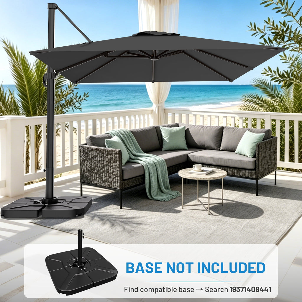 Easthome 10 × 10FT Square Cantilever Patio Umbrella, 360° Rotating Offset Umbrella with Crank, 8 ribs, Outdoor Hanging Roman Umbrella for Garden Deck Backyard, Red