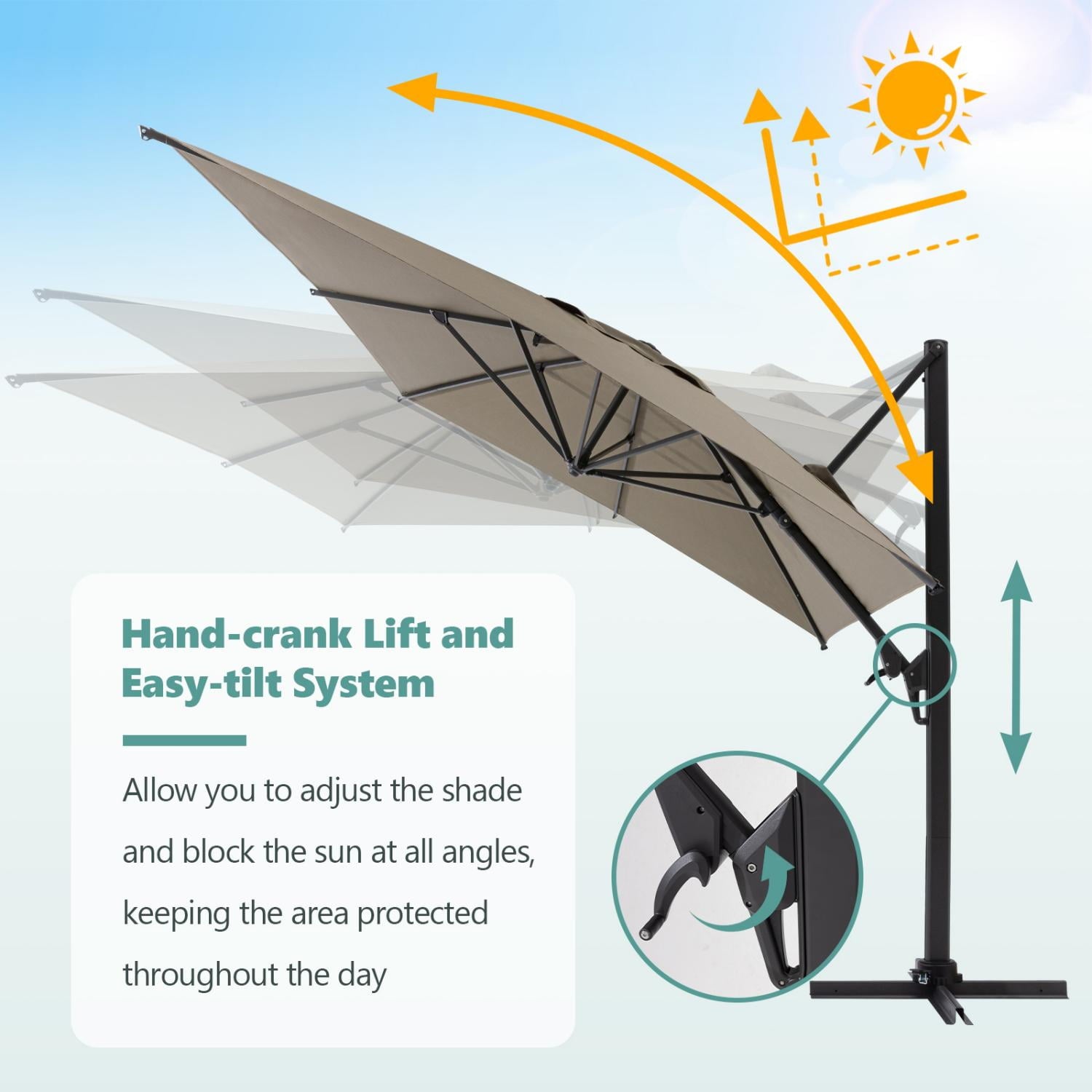 COSIEST 10FT Cream Double Top Cantilever Outdoor Umbrellas, Large Square Windproof Patio Umbrella for Garden, Deck, Pool