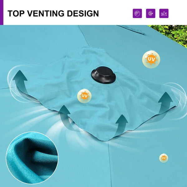 PURPLE LEAF OUTDOOR 10x13 FT Extra Large Rectangle Cantilever Umbrella with Base - 360° Rotating Heavy-Duty Aluminum Frame, Waterproof Graphite Grey Patio Sunshade for Oversized Pool Deck & Backyard