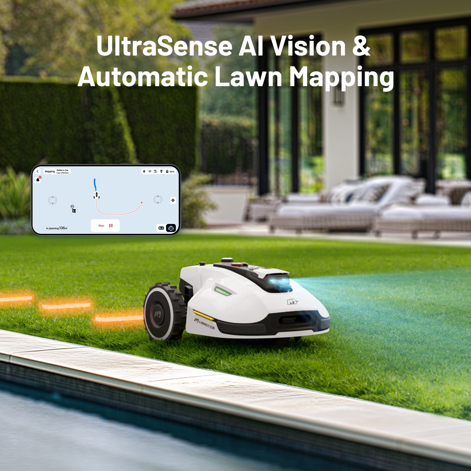Mammotion YUKA 2000 Robot Lawn Mower,Reception 0.5 Acre, Max 0.6 Acre, Dual Cutting Discs,with 4G