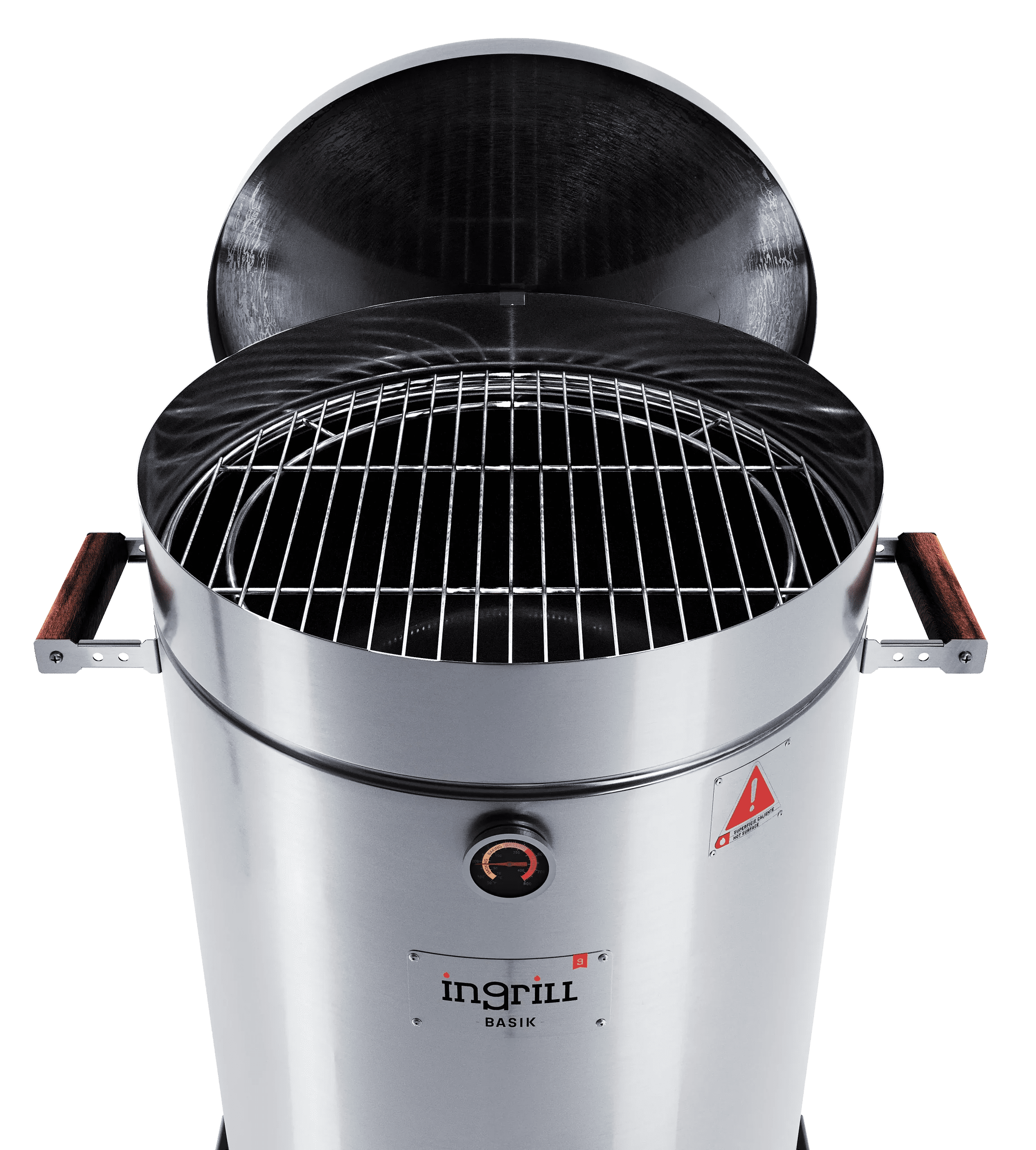 3-in-1 Stainless Steel Smoker Barrel Grill – Portable Charcoal BBQ with Thermometer, 6 lbs Outdoor Cooking Smoker for Camping, Backyard & Home BBQ INGRILL