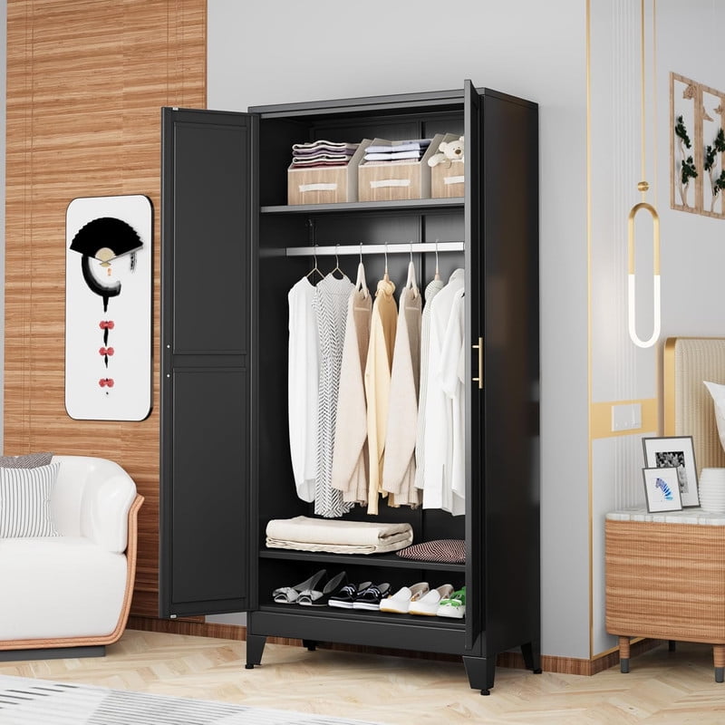 ERO 70.9H Steel Armoire and Wardrobe Storage Closet with Hanging Rod and Adjustable Shelves