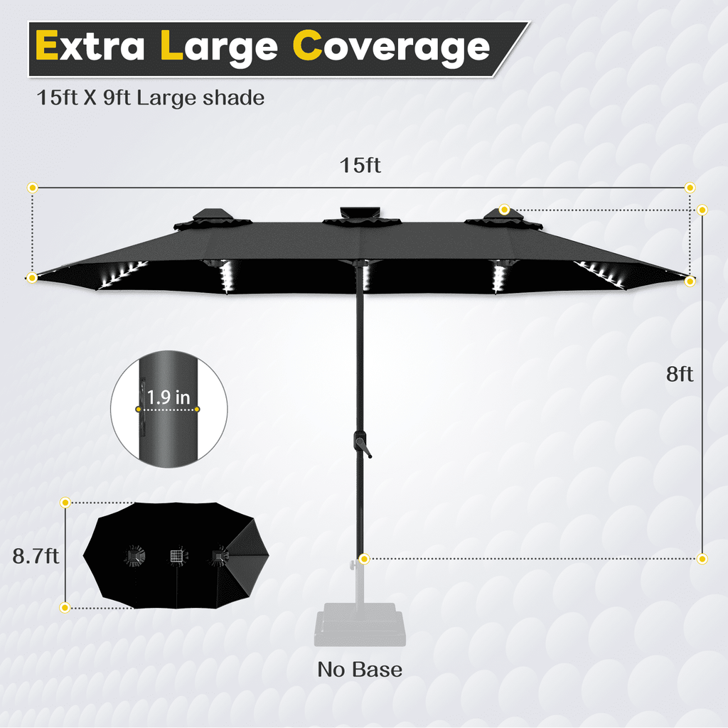 AECOJOY 10x10ft Outdoor Cantilever Patio Umbrella with Base, 360° Tilt & Rotate, Beige